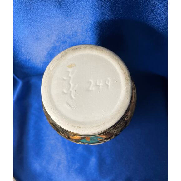 Unique Porcelain Black and Gold Vase with Country Picture - Picture 7 of 7